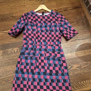 Dusen Dusen graphic black,blue, and red checkered dress